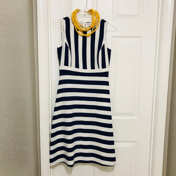 Ann Taylor Nautical Blue Stripes Dress - Picture 2 of 6